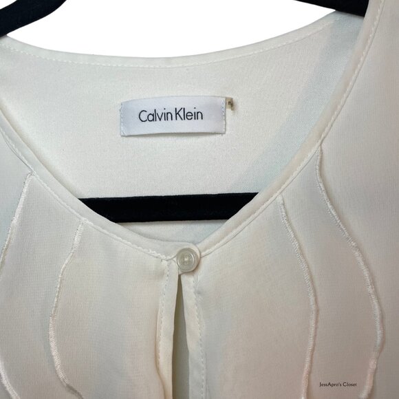 Calvin Klien White Ruffle Sleeveless Top Size Small - Picture 2 of 5